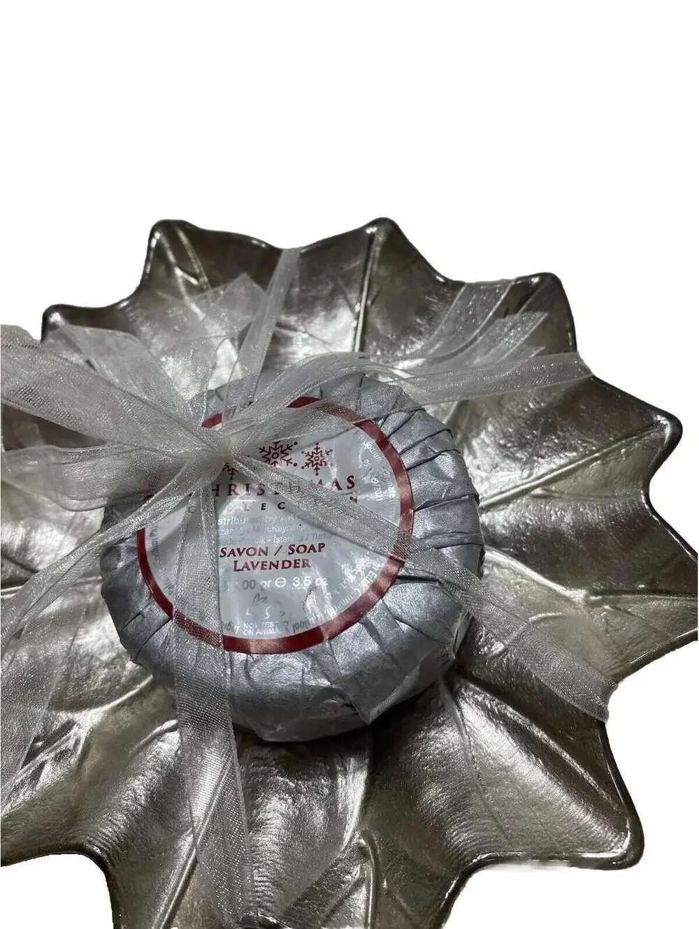 Leaf Design Soap Dish with Mini Lavender Soap Bar Bathroom Accessory Gift